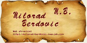 Milorad Berdović vizit kartica
